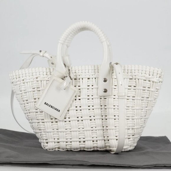 BALENCIAGA Bistro XS Hand Bag Enamel 2way White Silver - Picture 15 of 15